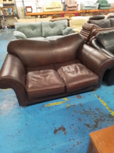 Load image into Gallery viewer, Brown Leather Two Seater Sofa