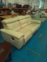Load image into Gallery viewer, Cream Three Seater Manual Recliner Sofa