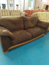 Load image into Gallery viewer, Three Seater Brown Sofa