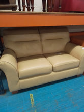Load image into Gallery viewer, Cream Leather Two Seater Sofa