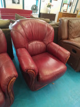Load image into Gallery viewer, Burgundy Three Seater & Armchair