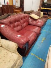 Load image into Gallery viewer, Burgundy Leather Two Seater Sofa