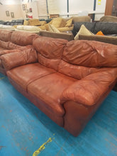 Load image into Gallery viewer, Brown Leather Three & Two Seater Sofas