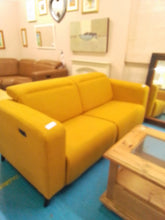 Load image into Gallery viewer, Mustard Two Seater Electric Reclining Sofahttps://cdn.shopify.com/shopifycloud/web/assets/v1/vite/client/en/assets/shopify-glyph-white-d937213d06f1.svg