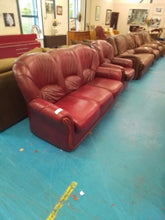 Load image into Gallery viewer, Burgundy Three Seater & Armchair