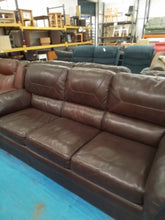 Load image into Gallery viewer, Brown Leather Three Seater Sofa