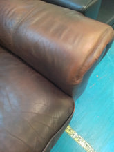 Load image into Gallery viewer, Brown Leather Three & Seater Sofas Two