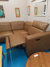 Load image into Gallery viewer, Tan Leather Corner Reclining Sofa