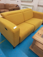 Load image into Gallery viewer, Mustard Two Seater Electric Reclining Sofahttps://cdn.shopify.com/shopifycloud/web/assets/v1/vite/client/en/assets/shopify-glyph-white-d937213d06f1.svg