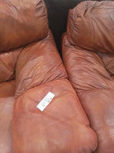 Load image into Gallery viewer, Brown Leather Three & Two Seater Sofas