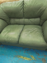 Load image into Gallery viewer, Green Leather Two Seater Sofa