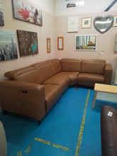 Load image into Gallery viewer, Tan Leather Corner Reclining Sofa
