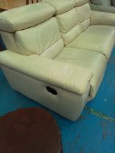 Load image into Gallery viewer, Cream Three Seater Manual Recliner Sofa