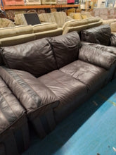 Load image into Gallery viewer, Brown Leather Three Seater/2 Seater Sofa &amp; Armchair
