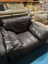 Load image into Gallery viewer, Brown Leather Three Seater/2 Seater Sofa &amp; Armchair
