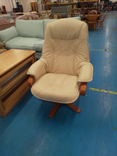 Load image into Gallery viewer, Cream Leather Swivel Chair
