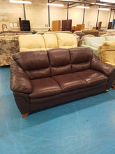 Load image into Gallery viewer, Brown Leather Three Seater Sofa
