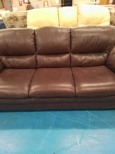 Load image into Gallery viewer, Brown Leather Three Seater Sofa
