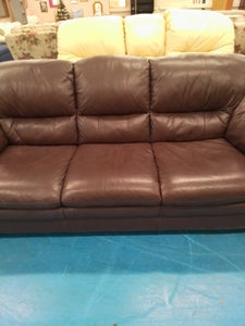 Brown Leather Three Seater Sofa