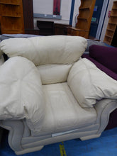 Load image into Gallery viewer, Two Cream Leather Sofas &amp; Armchair
