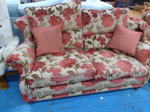 Red Floral Three Piece Suite