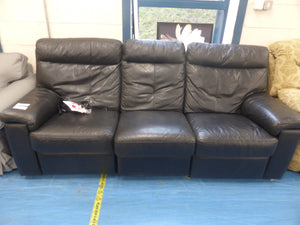 Black Leather Three Seater Electric Recliner