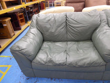 Load image into Gallery viewer, Green Leather Two x Two Seater Sofas
