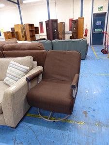 Brown Fabric Fold out Lounge Chair