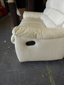 Cream Leather Two Seater Recliner Sofa