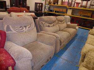 Large Brown Sofa & Recliner Armchair