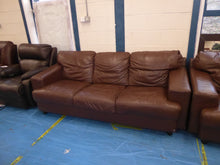 Load image into Gallery viewer, Brown Leather Three &amp; Two Seater Sofas
