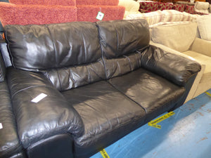 Black Leather Two Seater Sofa
