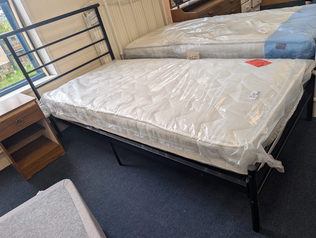 Black Metal Bedframe w/Factory Return Mattress