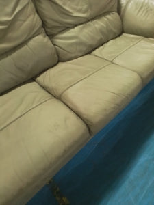 Three Seater Green Leather Sofa