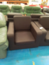 Load image into Gallery viewer, Brown Leather Look Two Seater Sofa &amp; Two Armchairs
