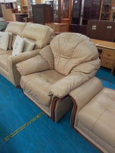 Load image into Gallery viewer, Leather Armchair &amp; Footstool
