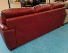 Load image into Gallery viewer, Burgundy Leather Three Seater Sofa
