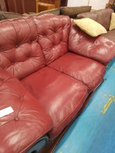 Load image into Gallery viewer, Burgundy Leather Two Seater Sofa
