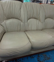Load image into Gallery viewer, Cream Leather Three Seater Sofa

