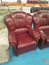 Load image into Gallery viewer, Burgundy Leather Three Piece Suite
