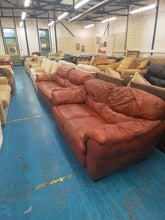 Load image into Gallery viewer, Brown Leather Three &amp; Two Seater Sofas
