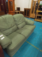Load image into Gallery viewer, Three Seater Green Leather Sofa
