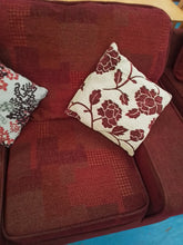Load image into Gallery viewer, Red 3 Seater Sofa, 2 Seater Sofa &amp; Pouffe
