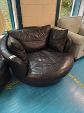 Load image into Gallery viewer, Leather Cuddle Chair &amp; Footstool
