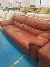Load image into Gallery viewer, Brown Leather Three &amp; Two Seater Sofas

