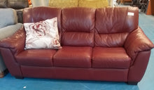 Load image into Gallery viewer, Burgundy Leather Three Seater Sofa
