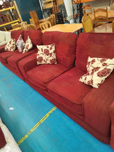 Load image into Gallery viewer, Red 3 Seater Sofa, 2 Seater Sofa &amp; Pouffe
