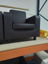 Load image into Gallery viewer, Black Leather Look Two Seater Sofa &amp; 2 Armchairs
