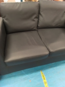 Two Seater Black Leather Look Sofa