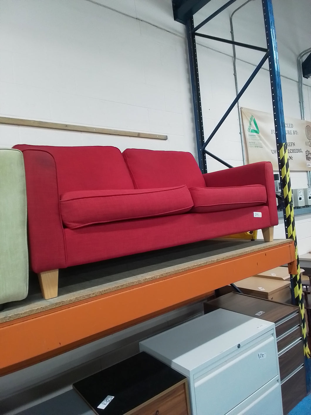 Red Three Seater Sofa